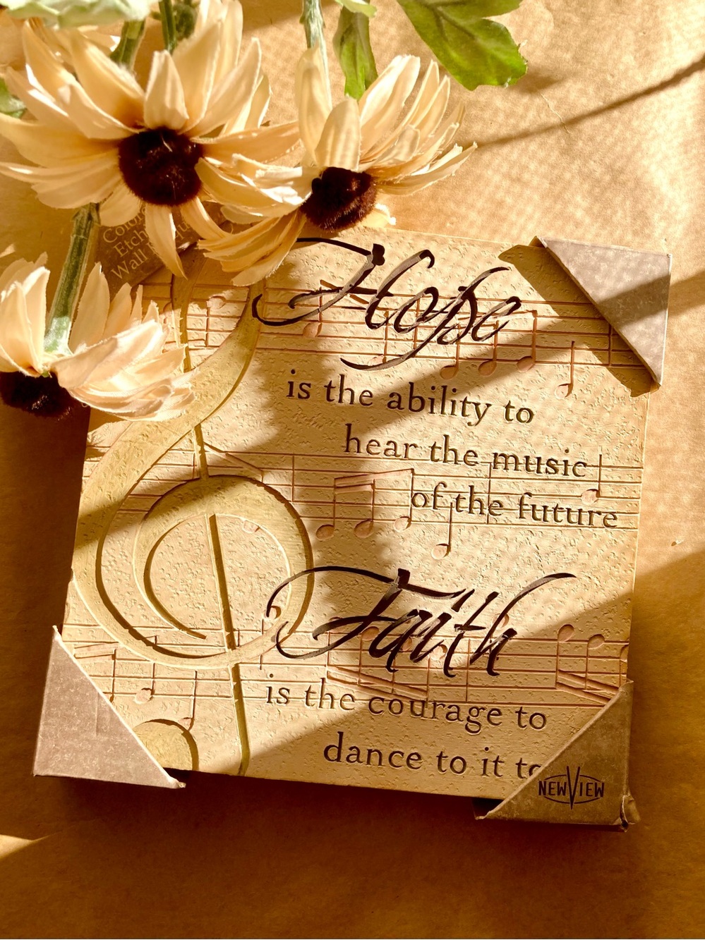 Hope & Faith Inspirational Music Colored Etching Wall Plaque